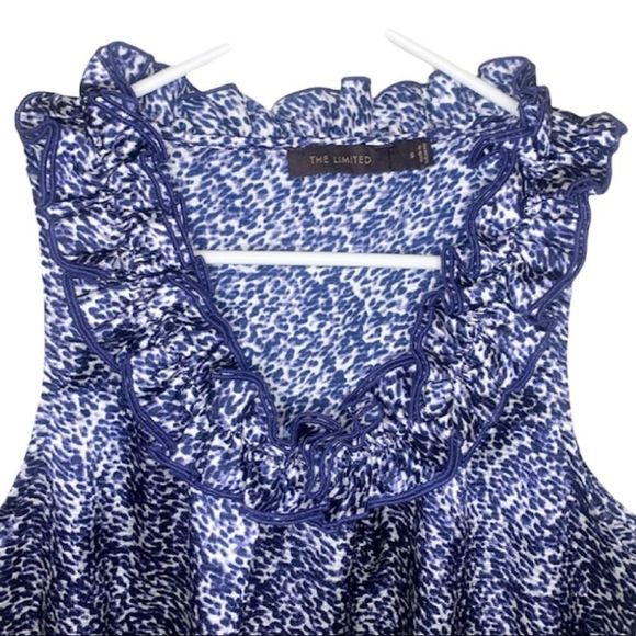 The Limited Top Dressy Sleeveless Tank Leopard Animal Print Blue Size Small - Picture 2 of 6